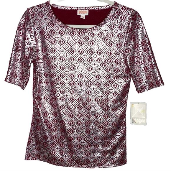 LuLaRoe Tops - NWT Elegant LuLaRoe Silver Maroon Gigi Shirt Small